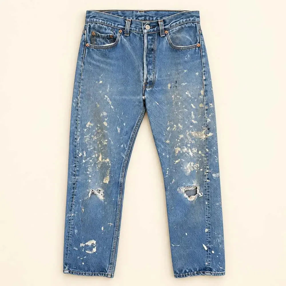 Levi’s 501 USA Made Paint Splatter Jeans Grunge Distressed Workwear W30